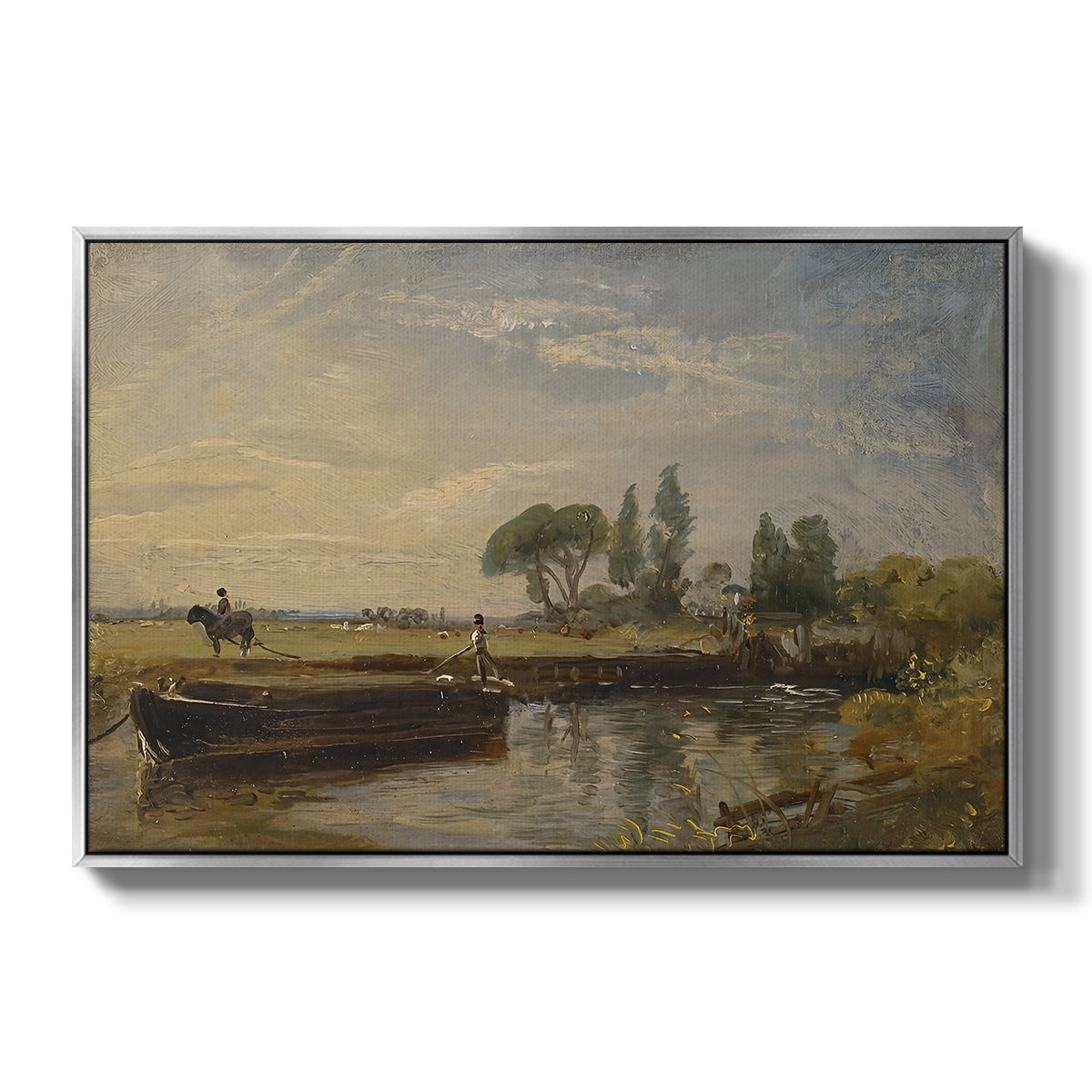 Barge below Flatford Lock, c. 1810 - Floater Framed Canvas Print