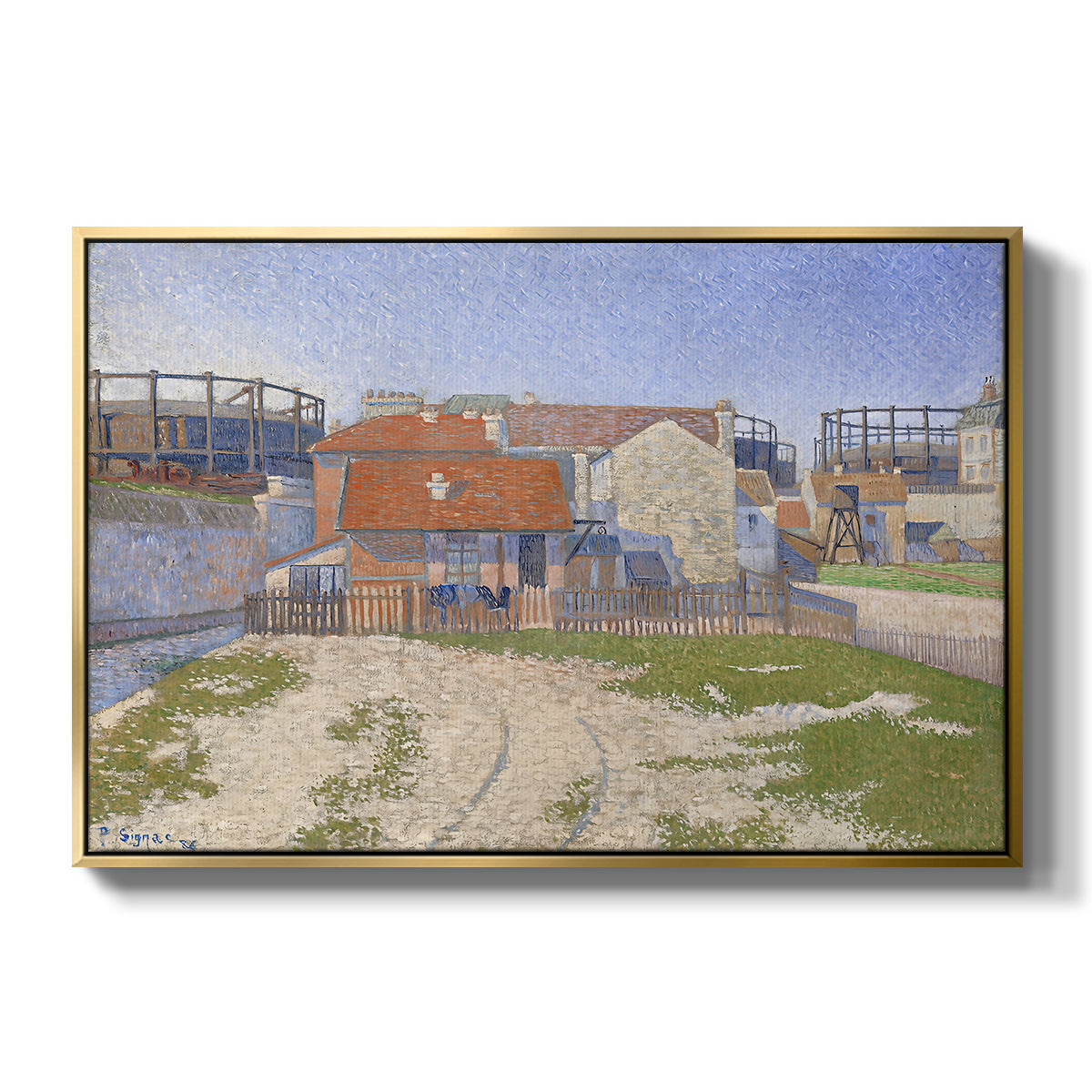 Gasometers at Clichy, 1886 - Floater Framed Canvas Print