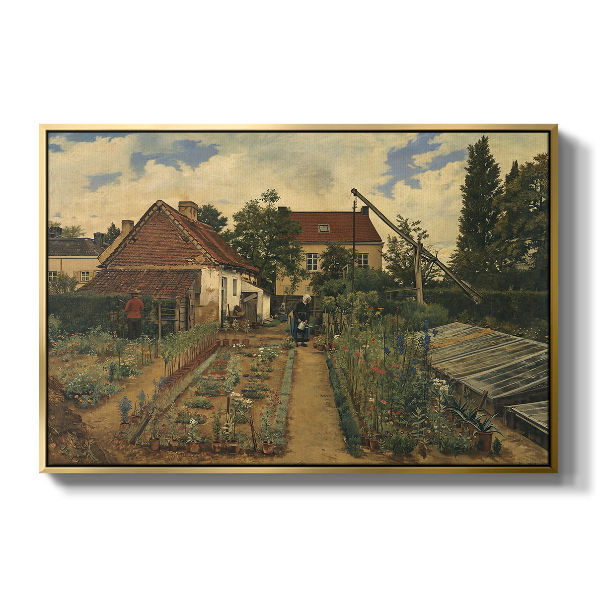 Garden of a Florist (The Flower Garden), 1864 - Floater Framed Canvas Print