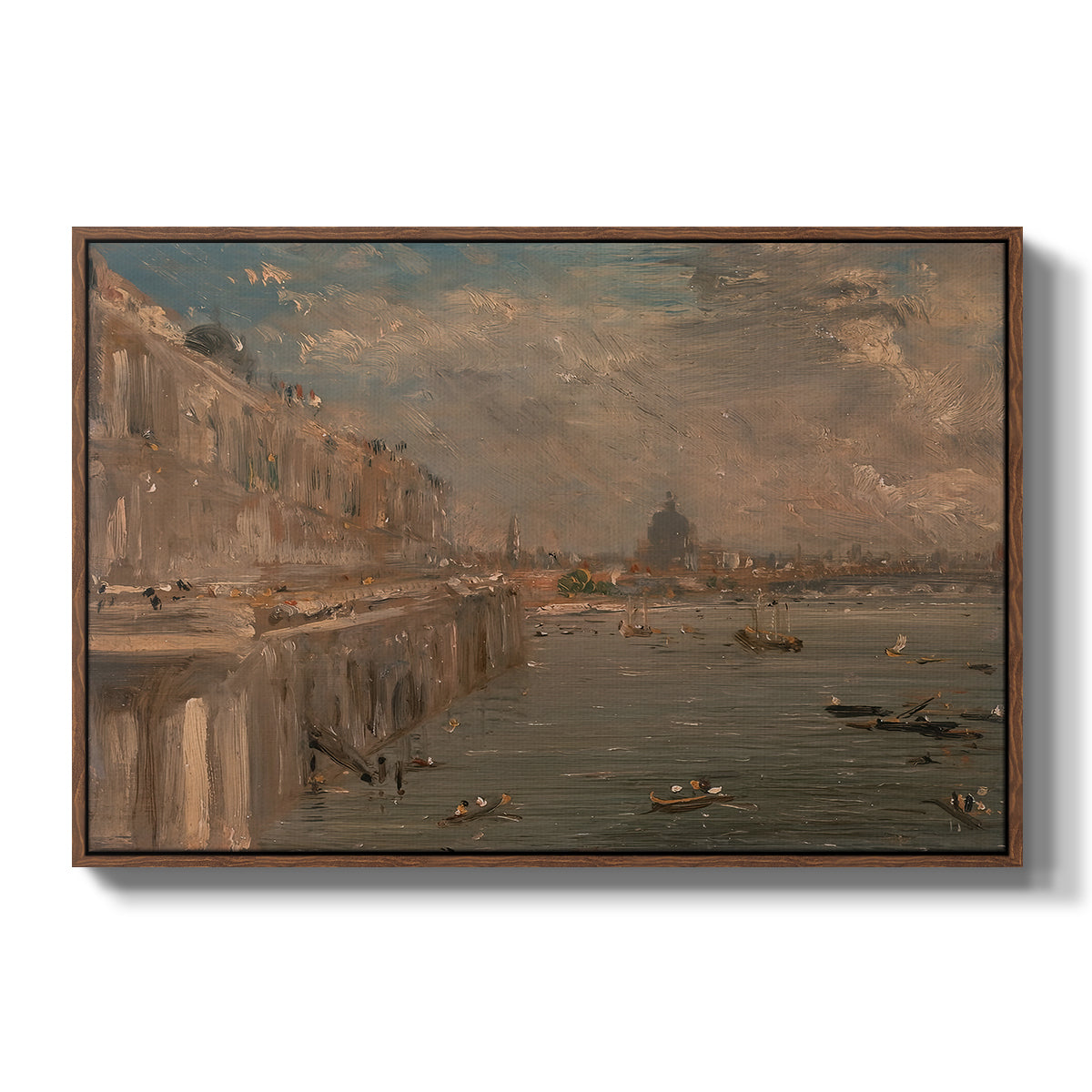 Somerset House Terrace from Waterloo Bridge, c. 1819 - Floater Framed Canvas Print
