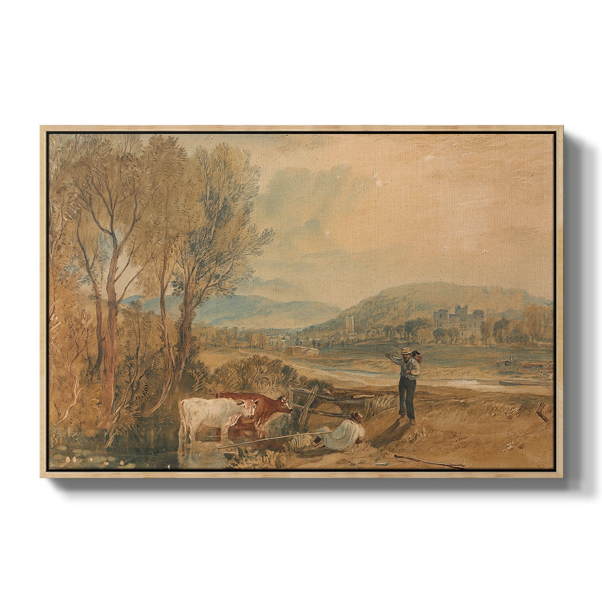 Lulworth Castle, Dorset, c. 1820 - Floater Framed Canvas Print