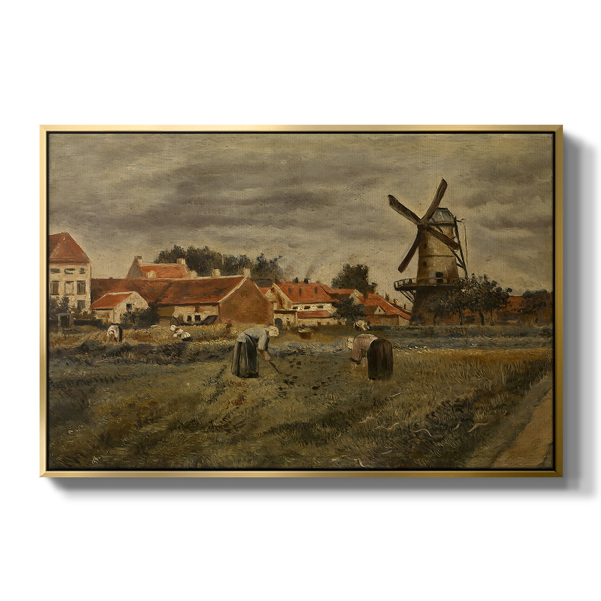The Potato Harvest, c. 1875 - Floater Framed Canvas Print