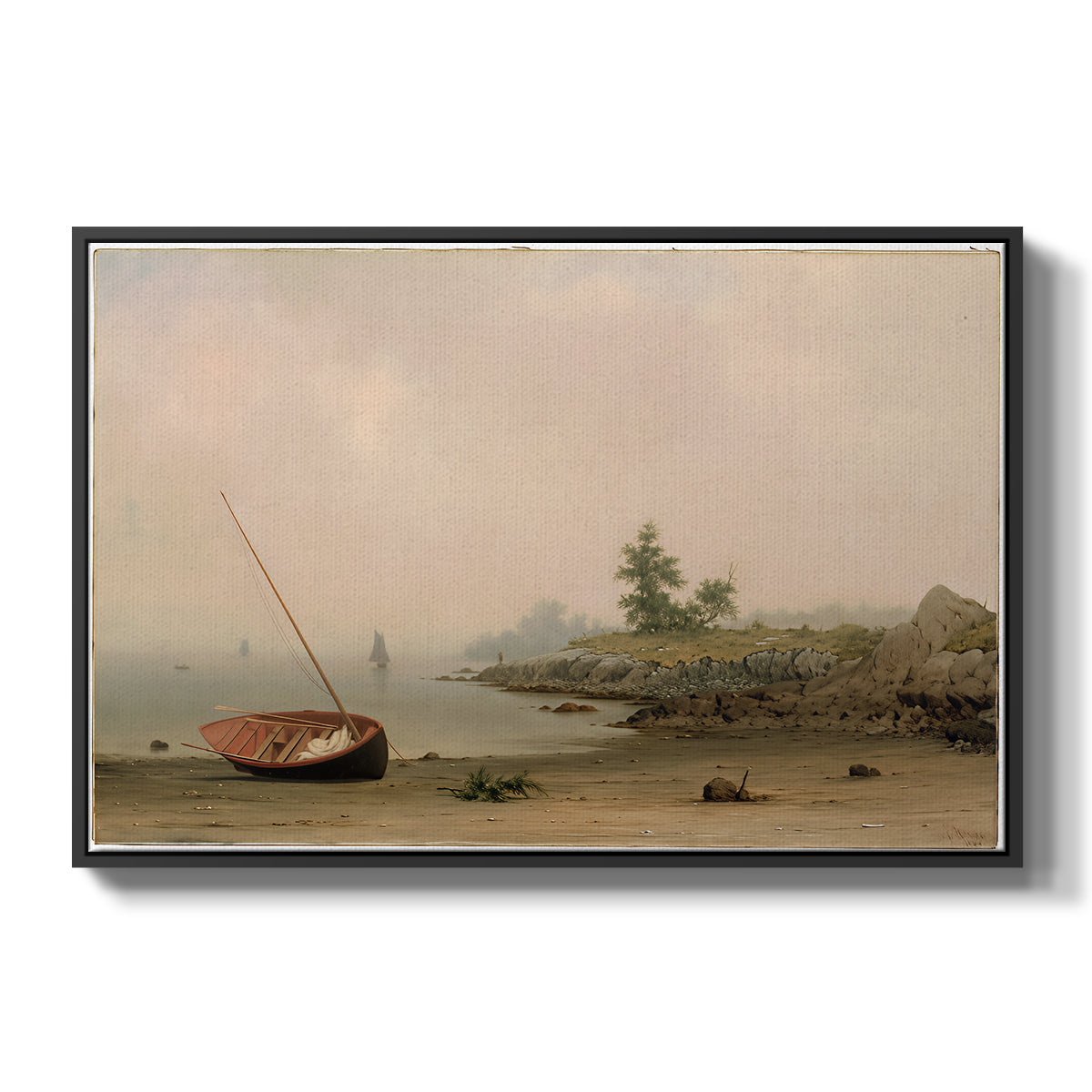 The Stranded Boat, 1863 - Floater Framed Canvas Print