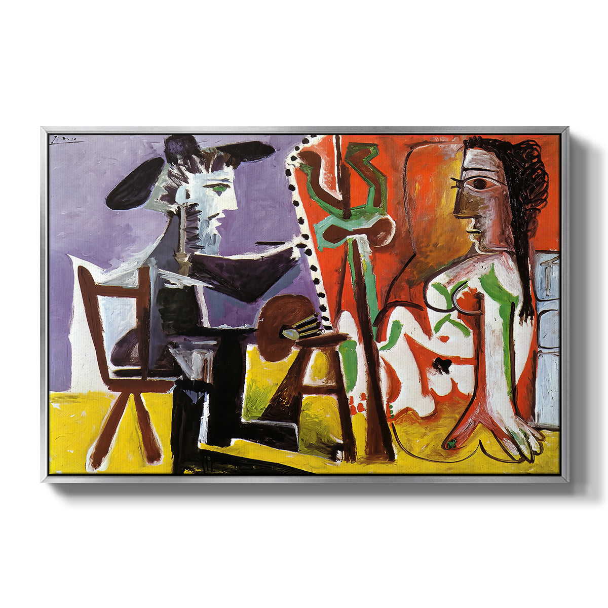 The Painter and His Model, 1963 - Floater Framed Canvas Print