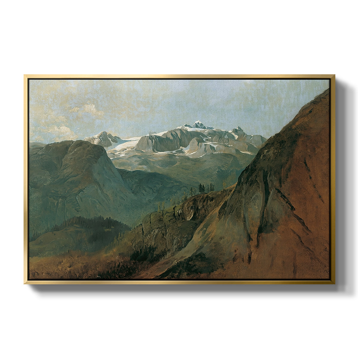 The Dachstein from the Plassen near Hallstatt, 1827 - Floater Framed Canvas Print