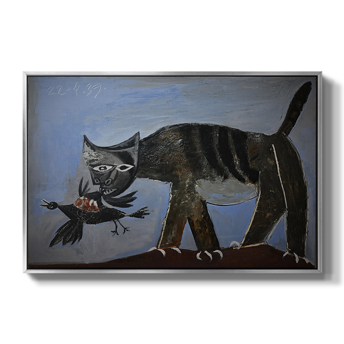 Cat Catching a Bird, 1939 - Floater Framed Canvas Print