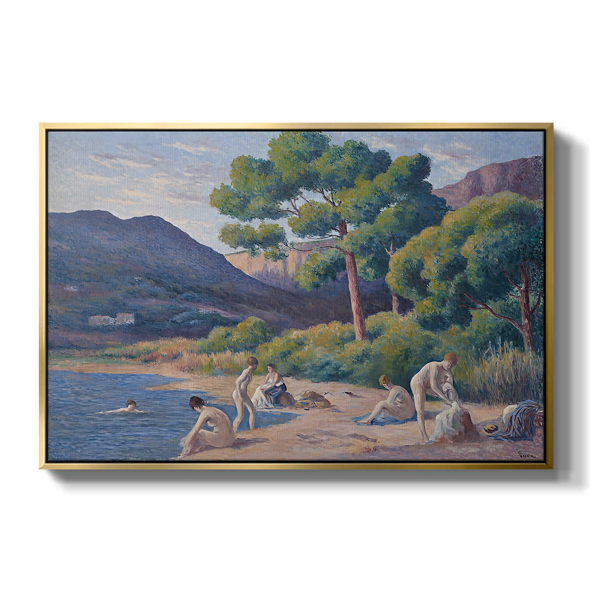 Bathers in Saint-Tropez, c. 1909 - Floater Framed Canvas Print