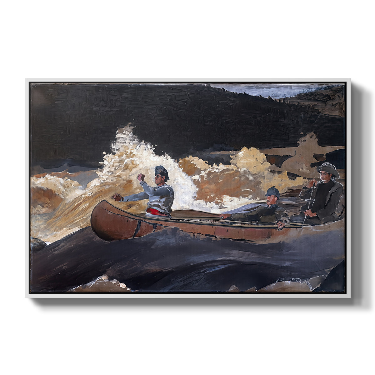 Shooting the Rapids, Saguenay River, 1905-1910 - Floater Framed Canvas Print