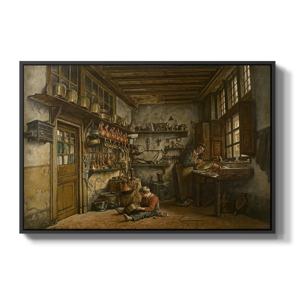 The Tinker, 1861 - Floater Framed Canvas Print