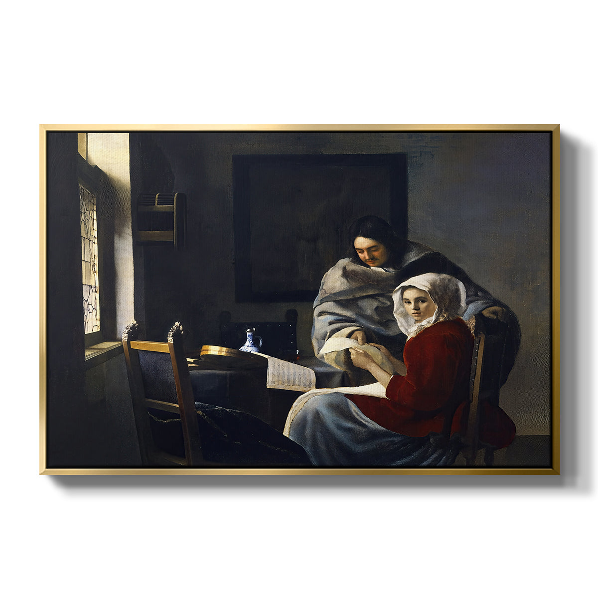 Girl Interrupted at Her Music, c. 1658-1659 - Floater Framed Canvas Print