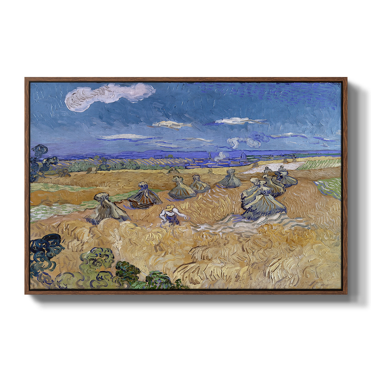 Wheat Field with Reaper, Auvers, 1888 - Floater Framed Canvas Print