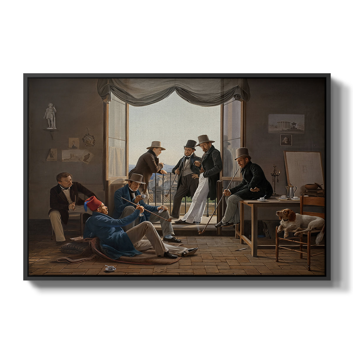 A Group of Danish Artists in Rome, 1837 - Floater Framed Canvas Print