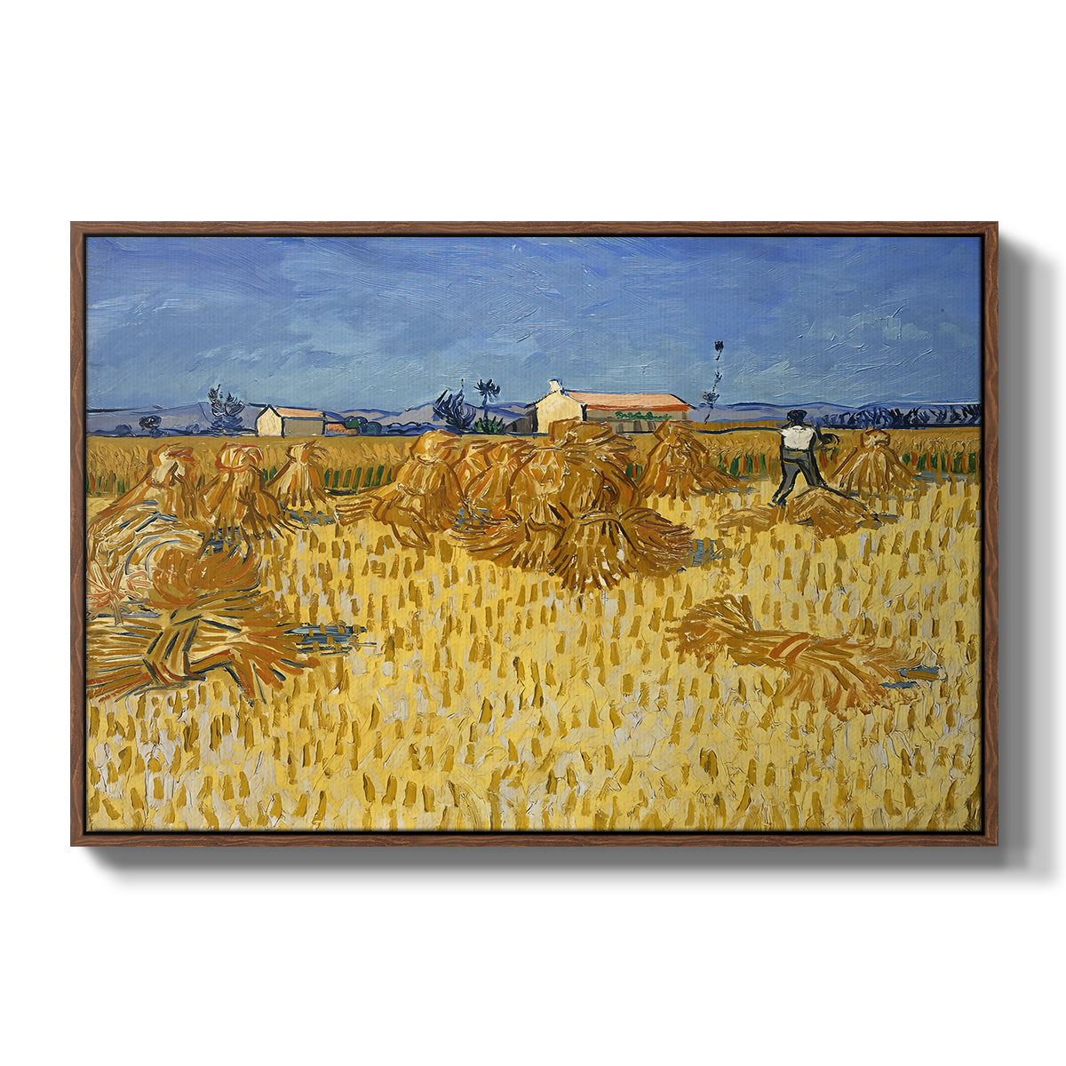 Wheat Field with Sheaves (Harvest in Provence), 1888 - Floater Framed Canvas Print