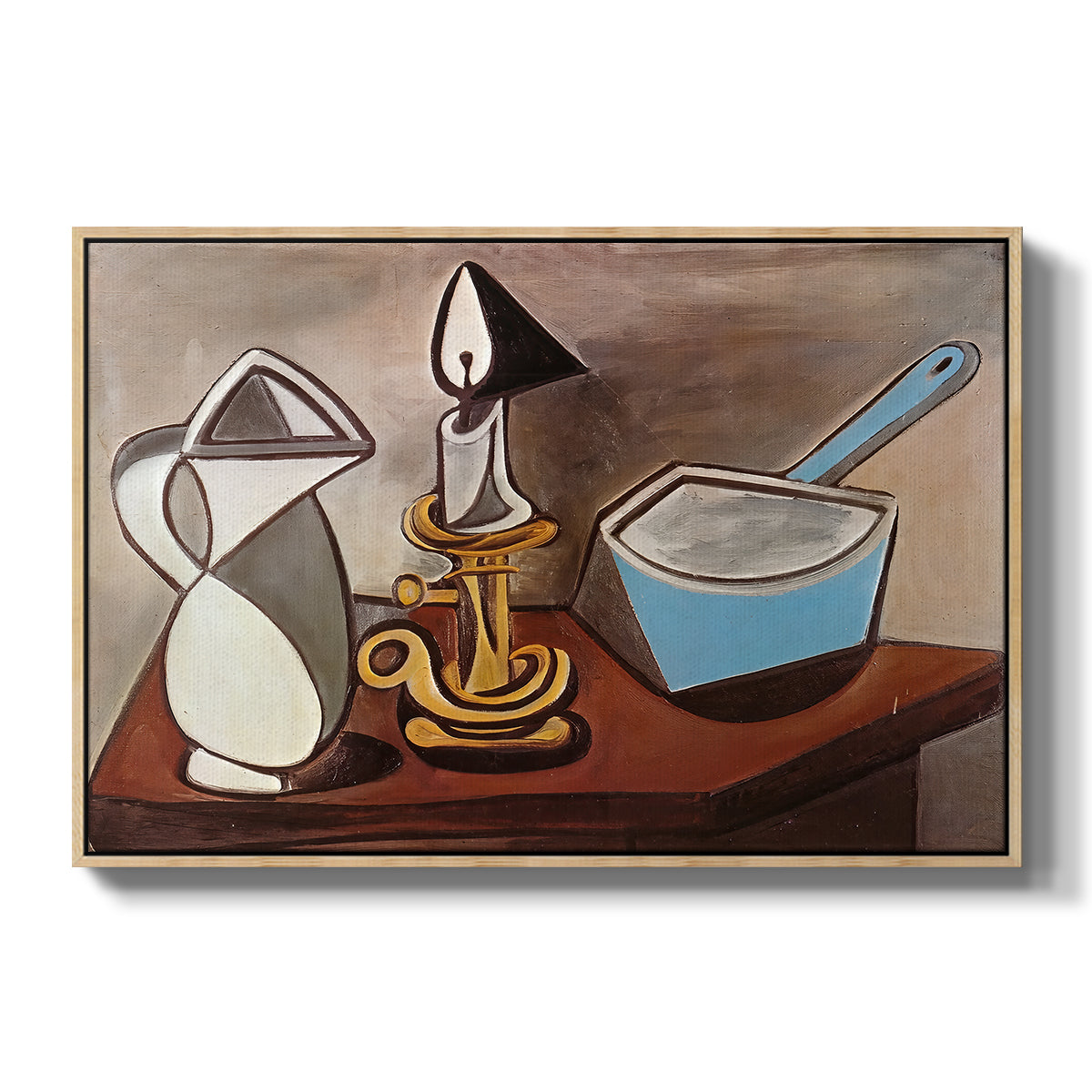 Jug, Candle, and Enamel Pan, 1950 - Floater Framed Canvas Print