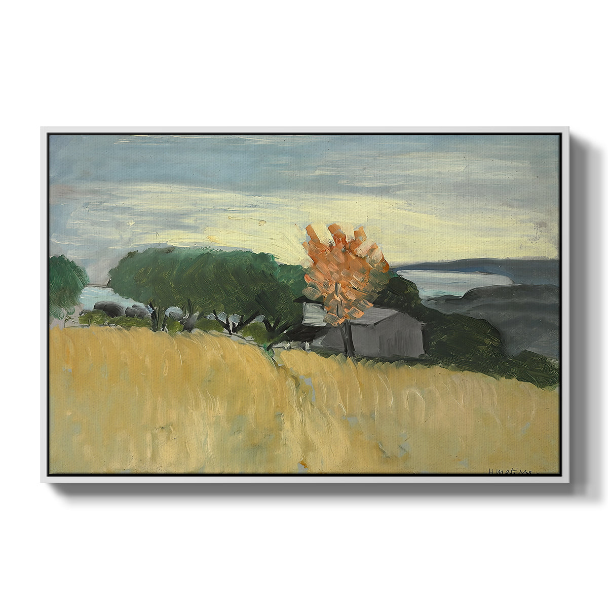 Fields of Wheat in Cagnes, 1918 - Floater Framed Canvas Print