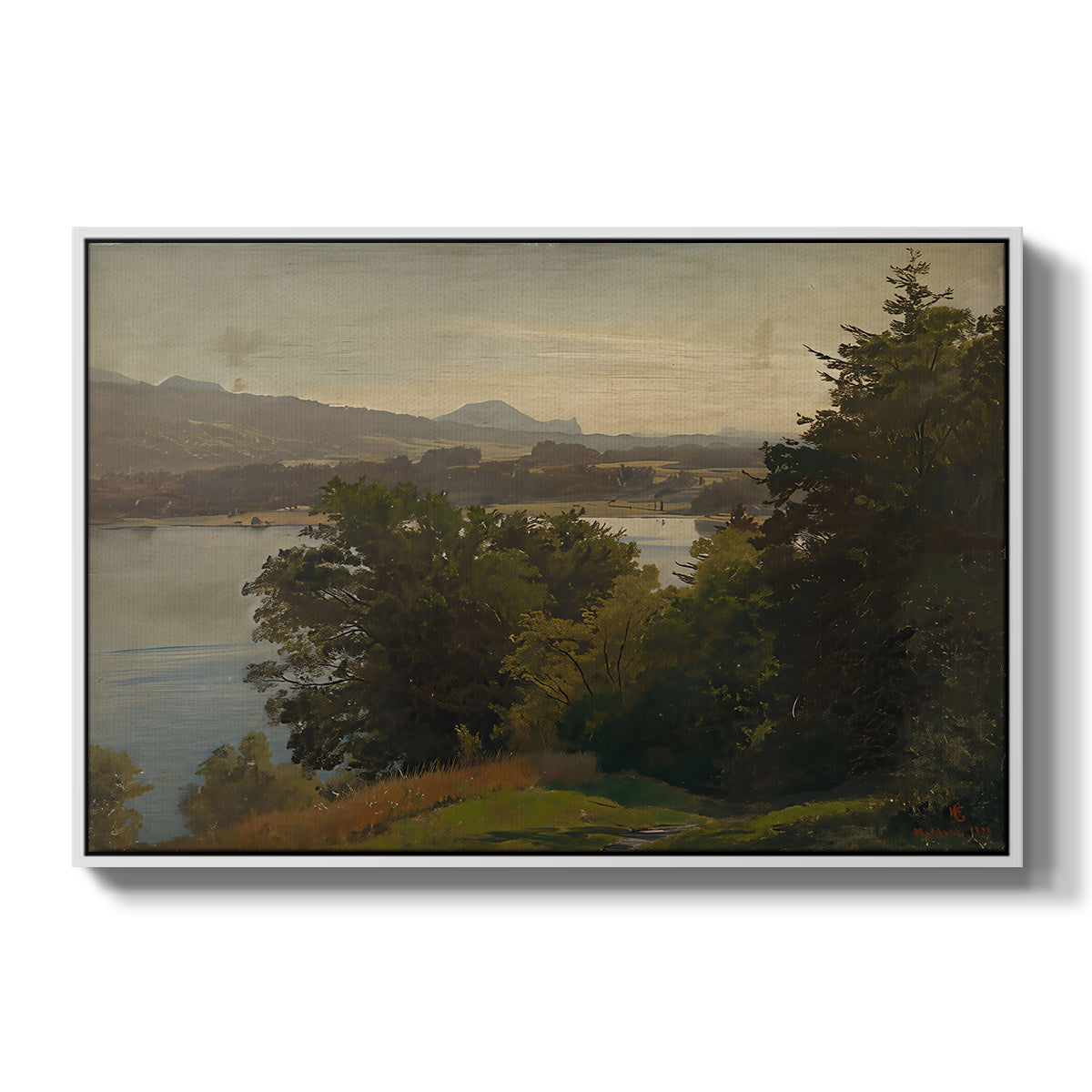 View of the Mondsee, 1870 - Floater Framed Canvas Print