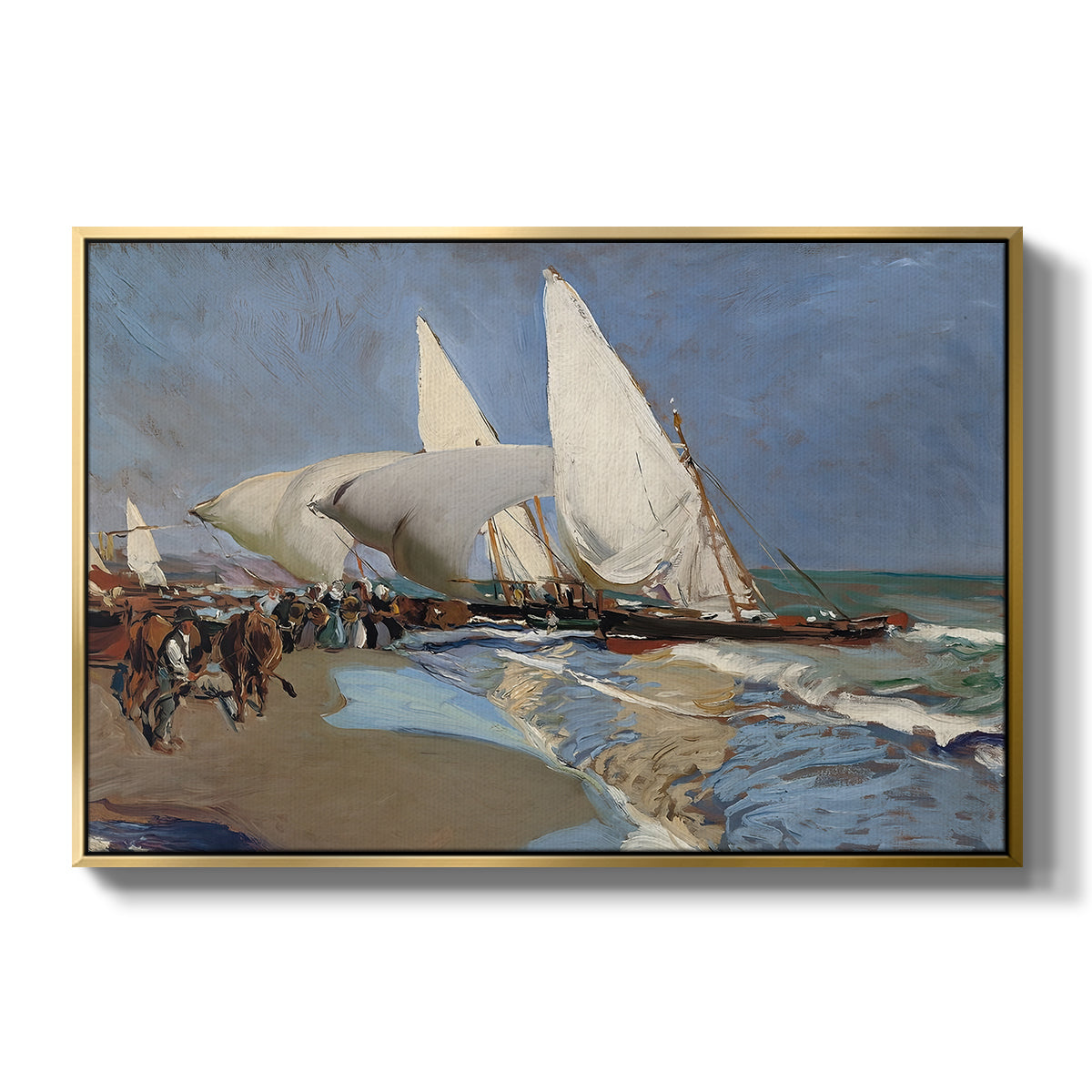 The Beach at Valencia, 1908 - Floater Framed Canvas Print