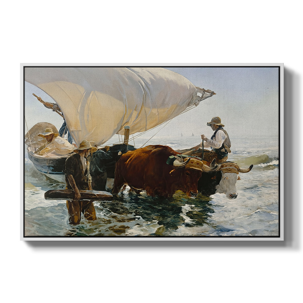 The Return from Fishing: Hauling the Boat, 1894 - Floater Framed Canvas Print