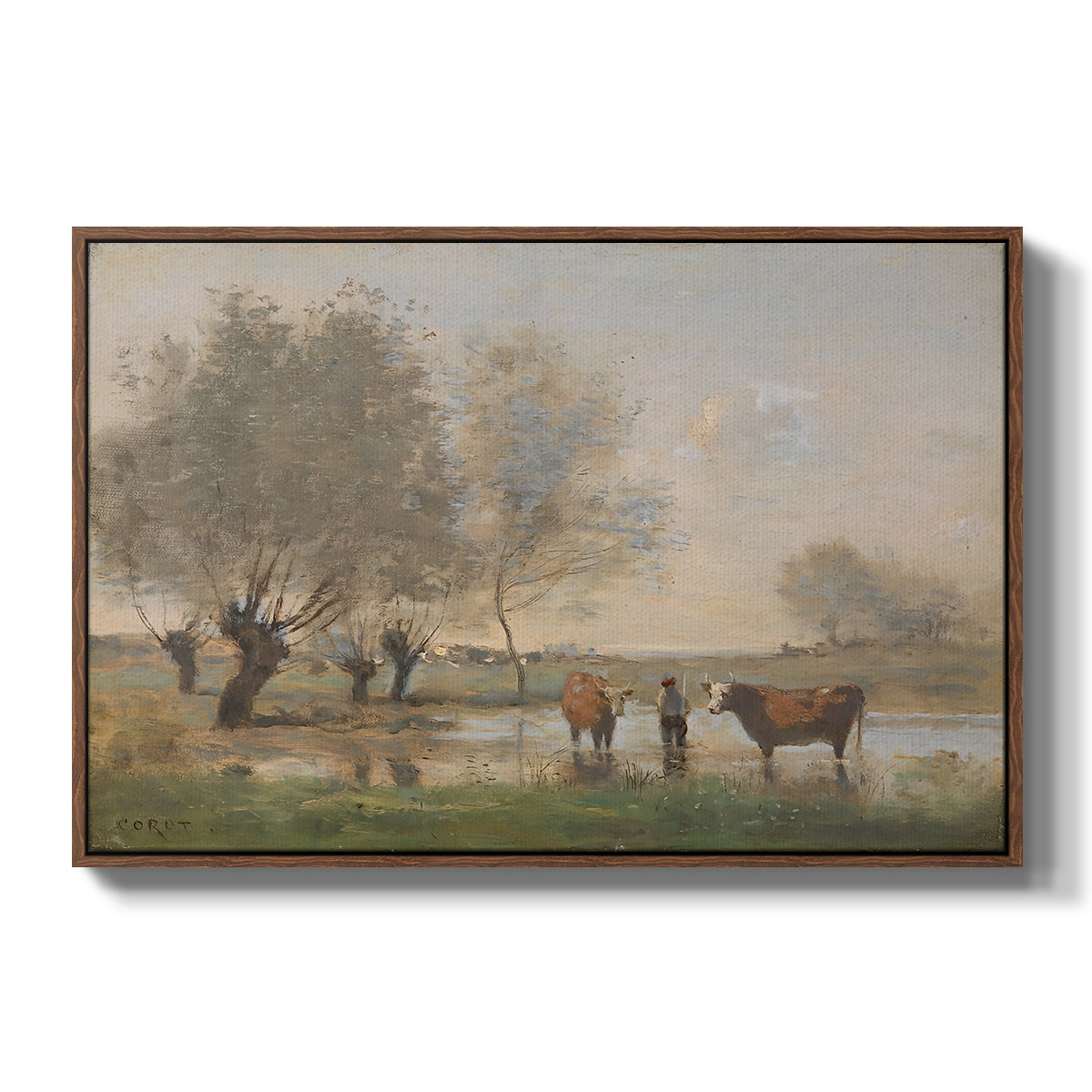 Cows in a Marshy Landscape, c. 1873-1874 - Floater Framed Canvas Print