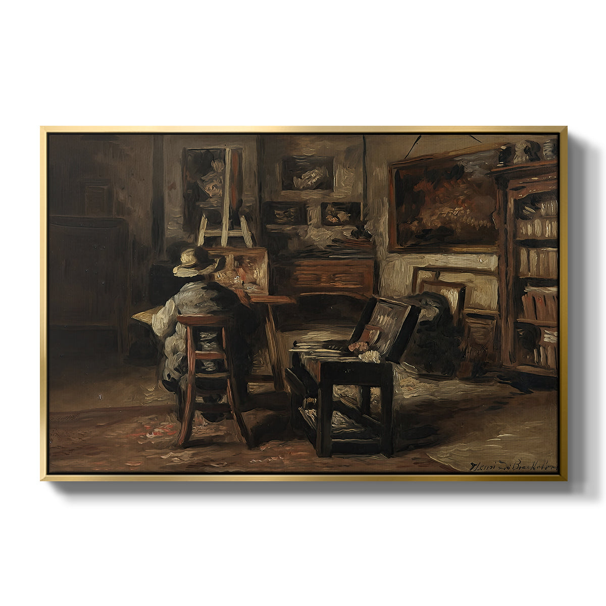 The Studio of Ferdinand De Braekeleer I, Father of the Painter, c. 1873-1885 - Floater Framed Canvas Print