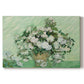 Canvas art print portraying a cluster of roses arranged in soft still life with light background, set against a white background