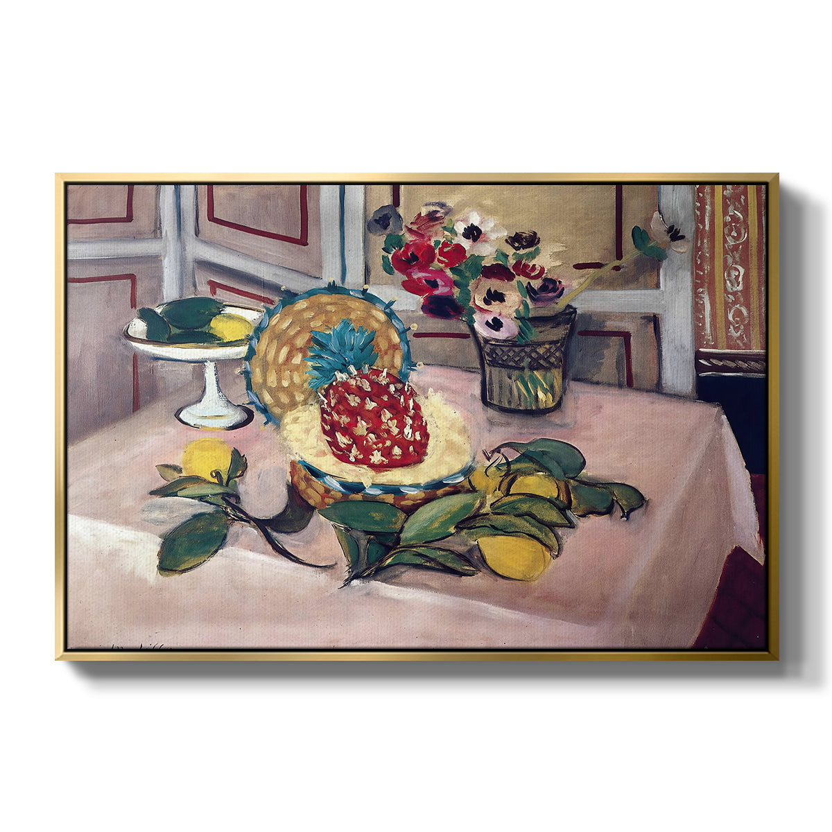 Still Life with Pineapple and Lemons, 1925 - Floater Framed Canvas Print