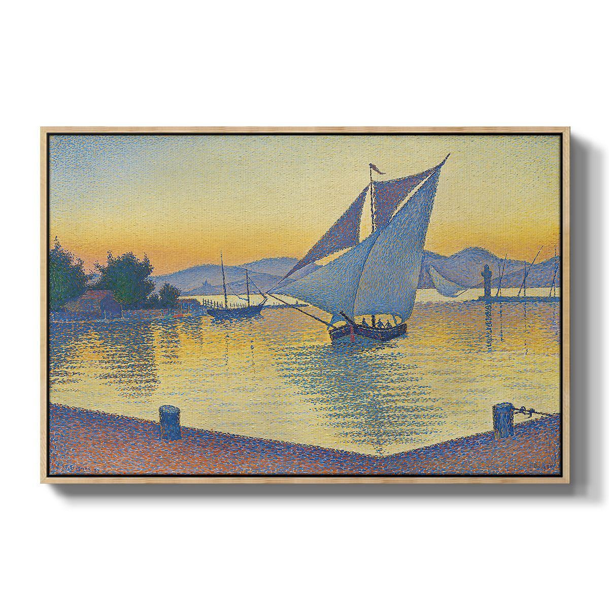 The Port at Sunset, Opus 236, Saint Tropez, 1892 - Floater Framed Canvas Print