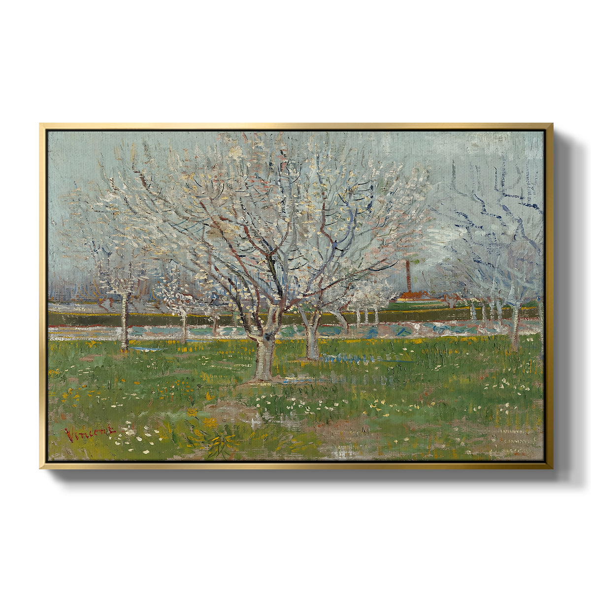 Orchard in Blossom (Plum Trees), 1888 - Floater Framed Canvas Print