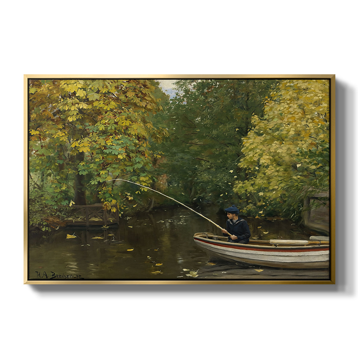 Fishing Boy, c. 1890 - Floater Framed Canvas Print