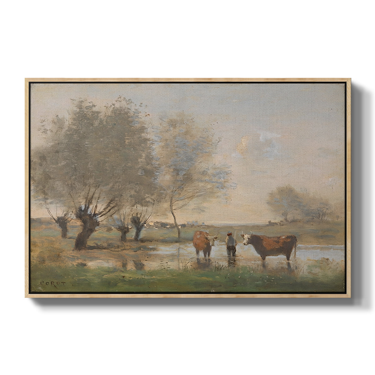Cows in a Marshy Landscape, c. 1873-1874 - Floater Framed Canvas Print