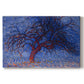 Canvas art print portraying a stylized red tree with branches against dark background, set against a white background