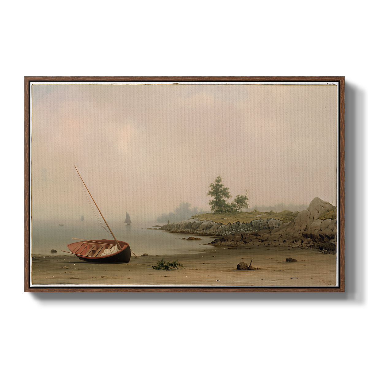 The Stranded Boat, 1863 - Floater Framed Canvas Print