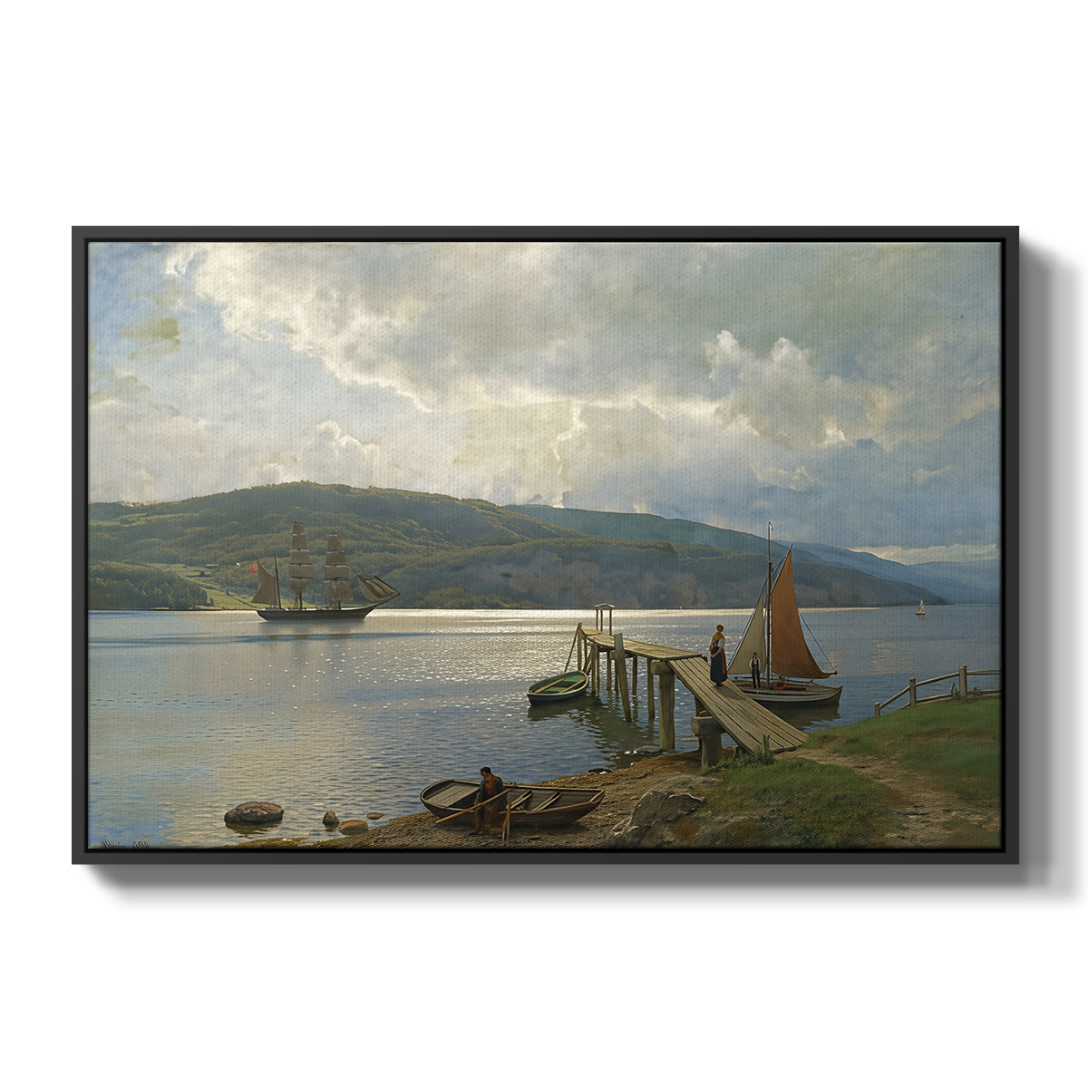 The Jetty at Feste near Moss, 1898 - Floater Framed Canvas Print