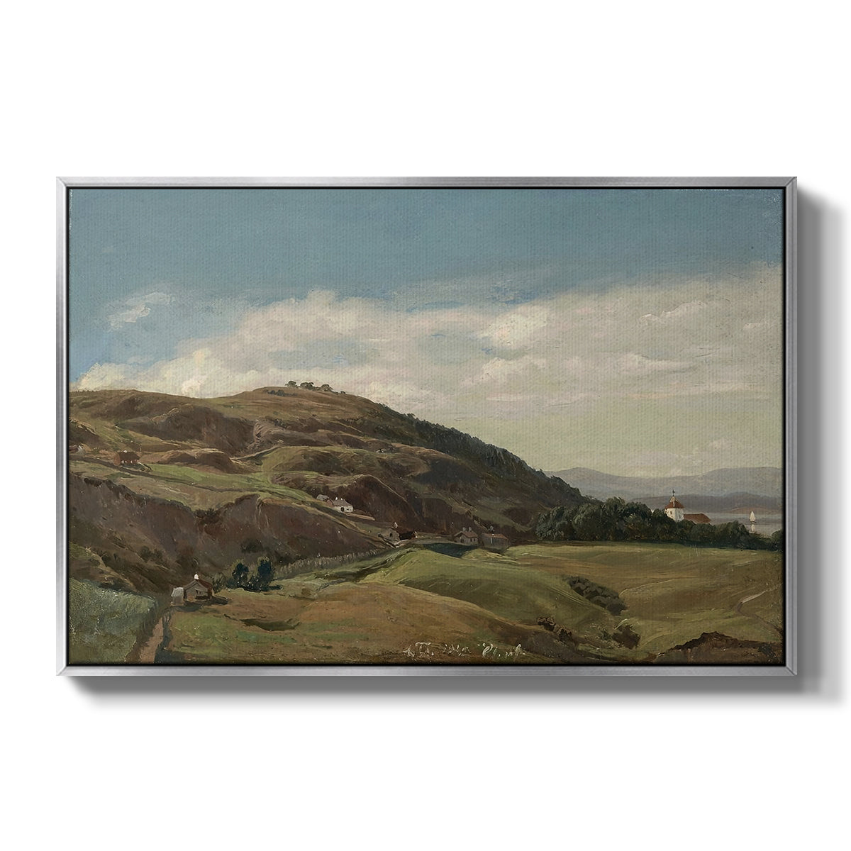 Ekeberg and Oslo Church, 1852 - Floater Framed Canvas Print