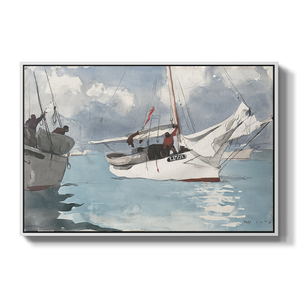 Fishing Boats, Key West, 1903 - Floater Framed Canvas Print