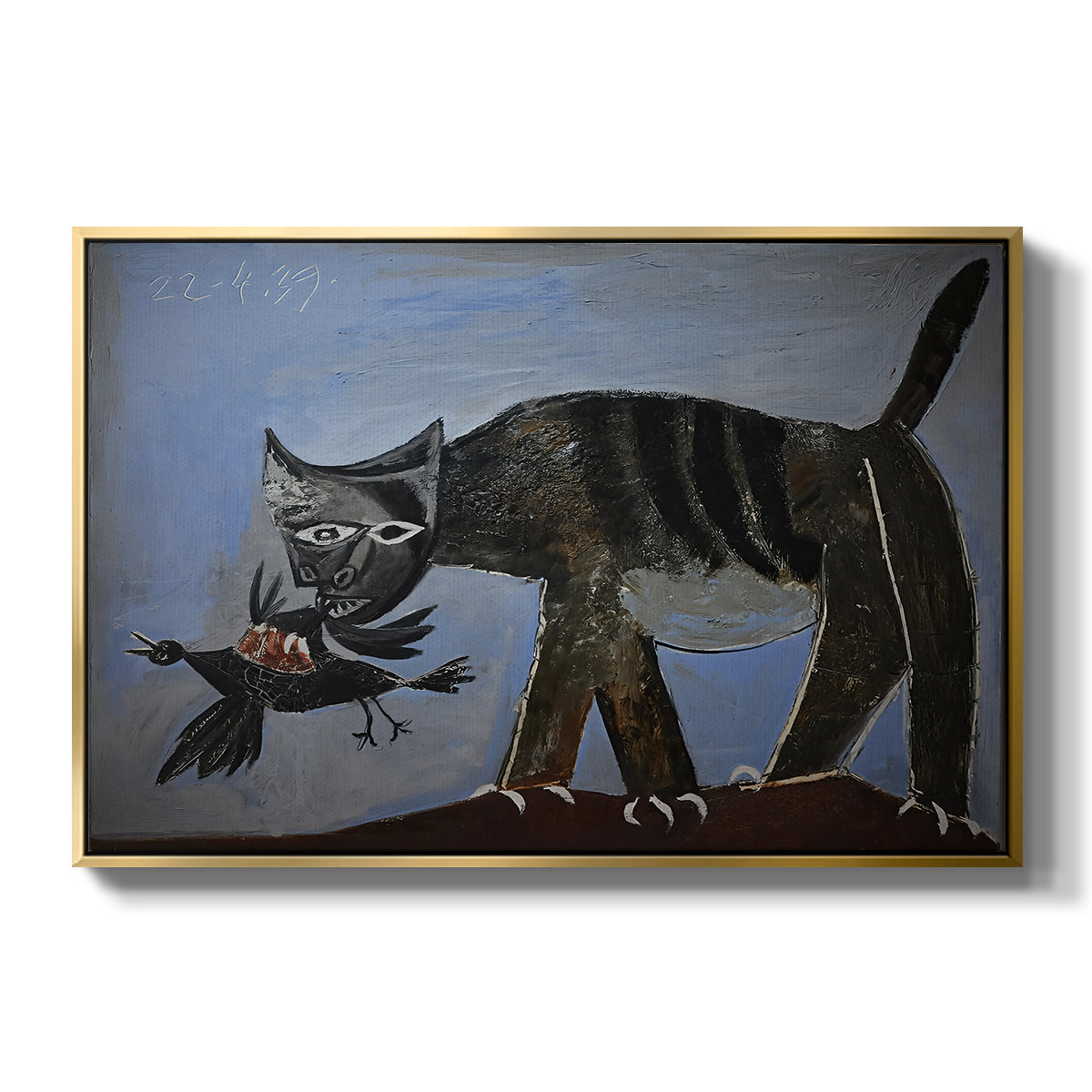 Cat Catching a Bird, 1939 - Floater Framed Canvas Print