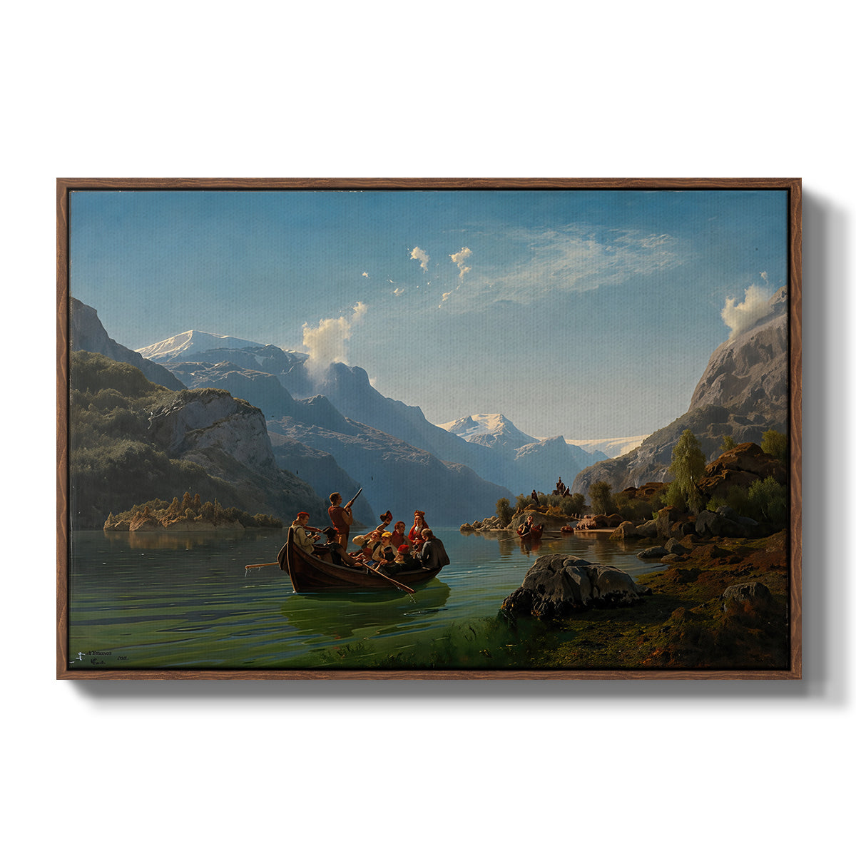 Bridal Procession on the Hardangerfjord, 1848 - Floater Framed Canvas Print