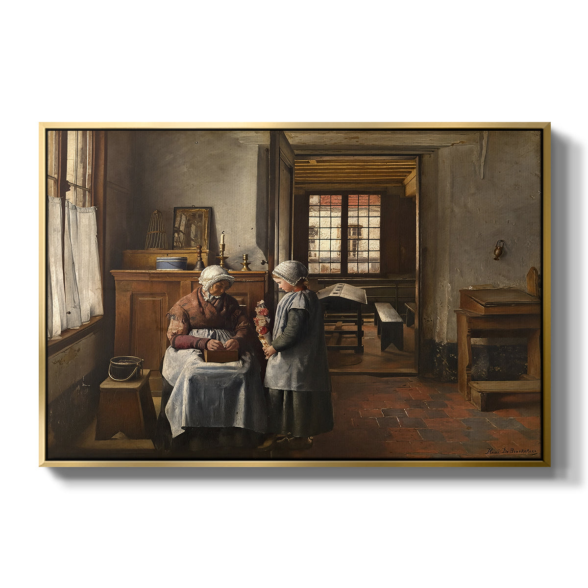 Grandmother's Feast, 1873 - Floater Framed Canvas Print