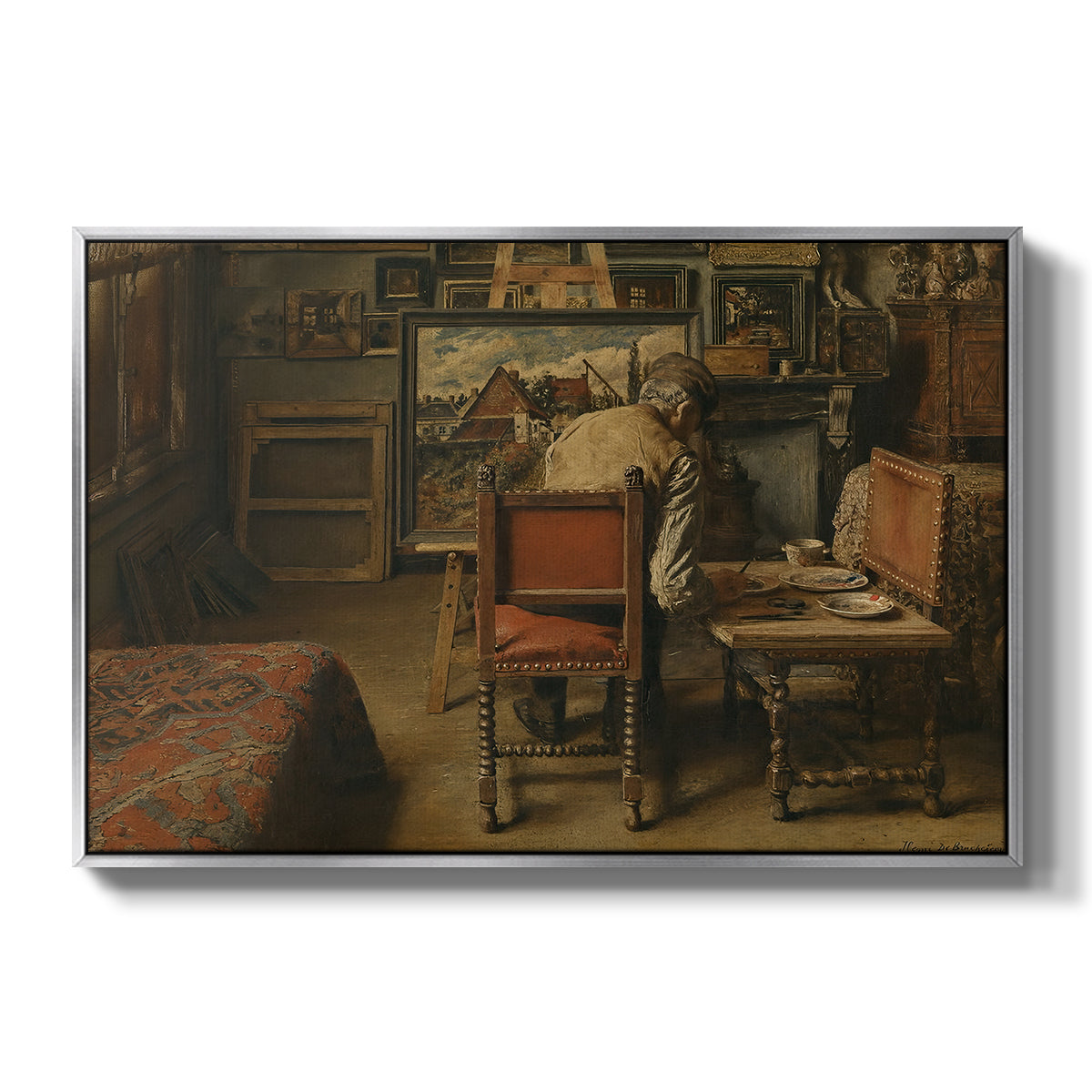 The Retoucher (The Restorer), 1876 - Floater Framed Canvas Print