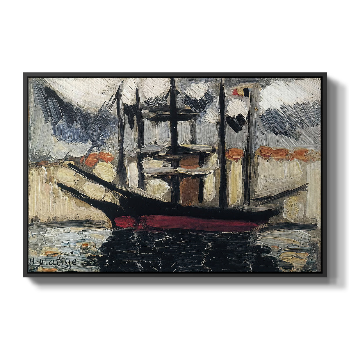 Two Boats Side by Side, Port of Marseilles, c. 1916 - Floater Framed Canvas Print