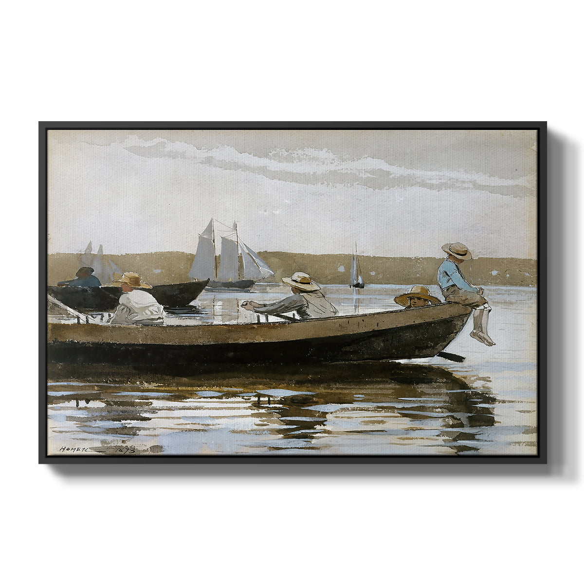Boys in a Dory, 1873 - Floater Framed Canvas Print