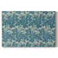 Canvas art print portraying a repeating floral pattern with tulip shapes in teal and neutral tones, set against a white background