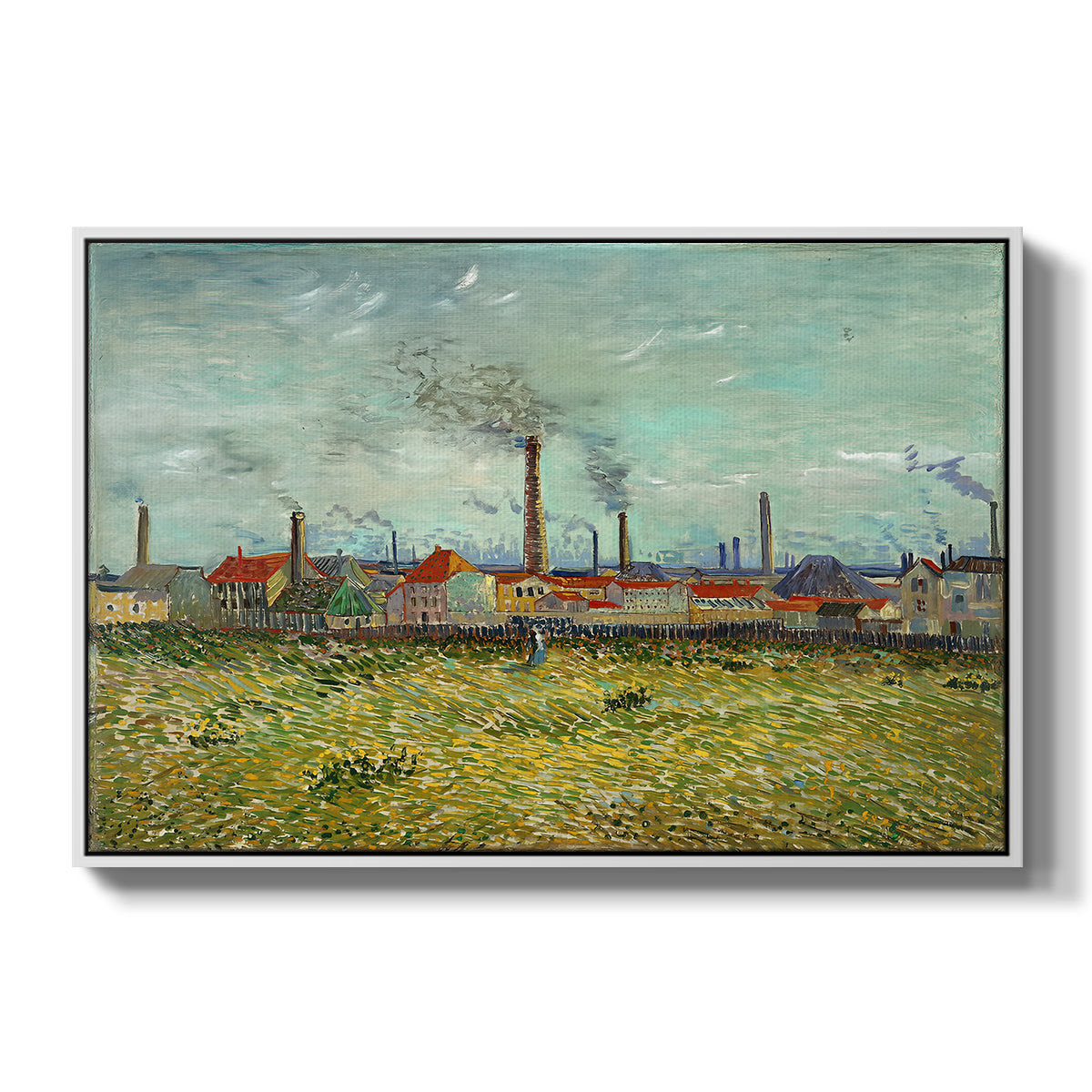 Factories at Clichy, 1887 - Floater Framed Canvas Print