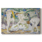 Canvas art print portraying abstracted figures of women bathing in colorful, fragmented landscape, set against a white background