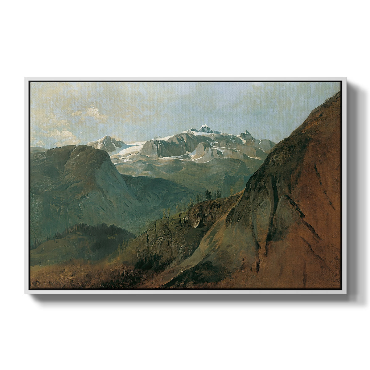 The Dachstein from the Plassen near Hallstatt, 1827 - Floater Framed Canvas Print
