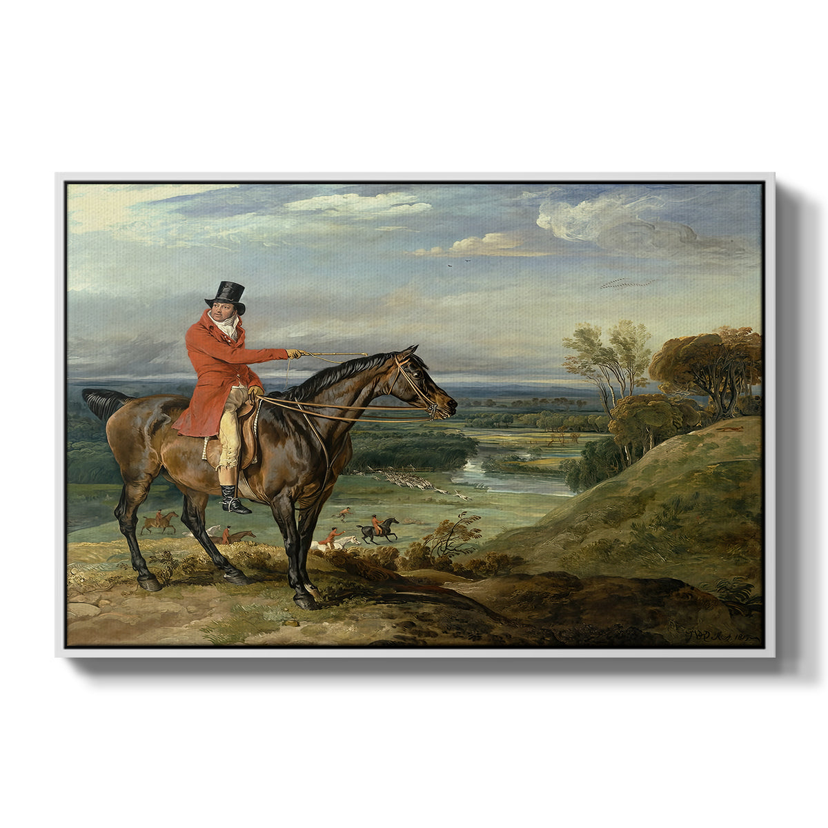John Levett Hunting at Wychnor, Staffordshire, 1818 - Floater Framed Canvas Print