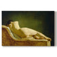 Canvas art print portraying a nude figure lying on couch in relaxed pose within interior setting, set against a white background