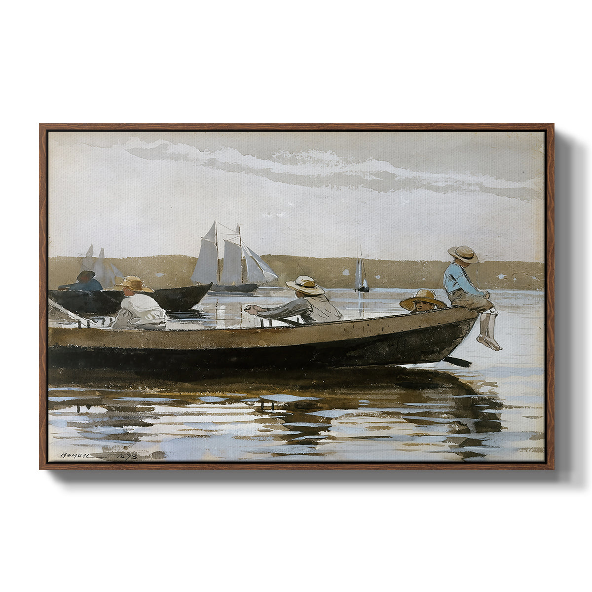 Boys in a Dory, 1873 - Floater Framed Canvas Print