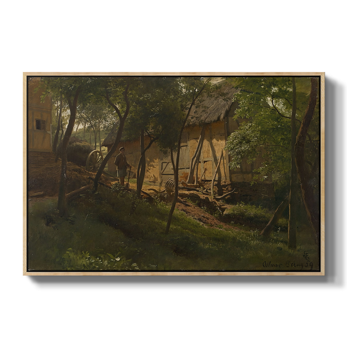 German Farm, 1859 - Floater Framed Canvas Print
