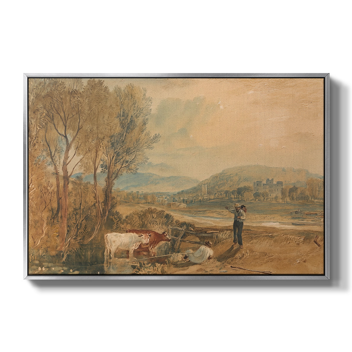 Lulworth Castle, Dorset, c. 1820 - Floater Framed Canvas Print